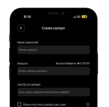 create cashpin